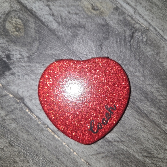 Coach Glittery Red Heart Compact Mirror - Picture 1 of 5